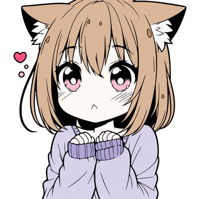 shy anime catgirl