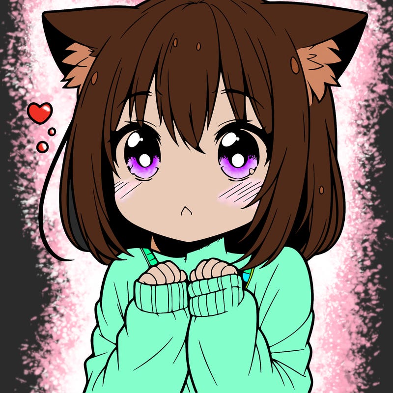 shy anime catgirl