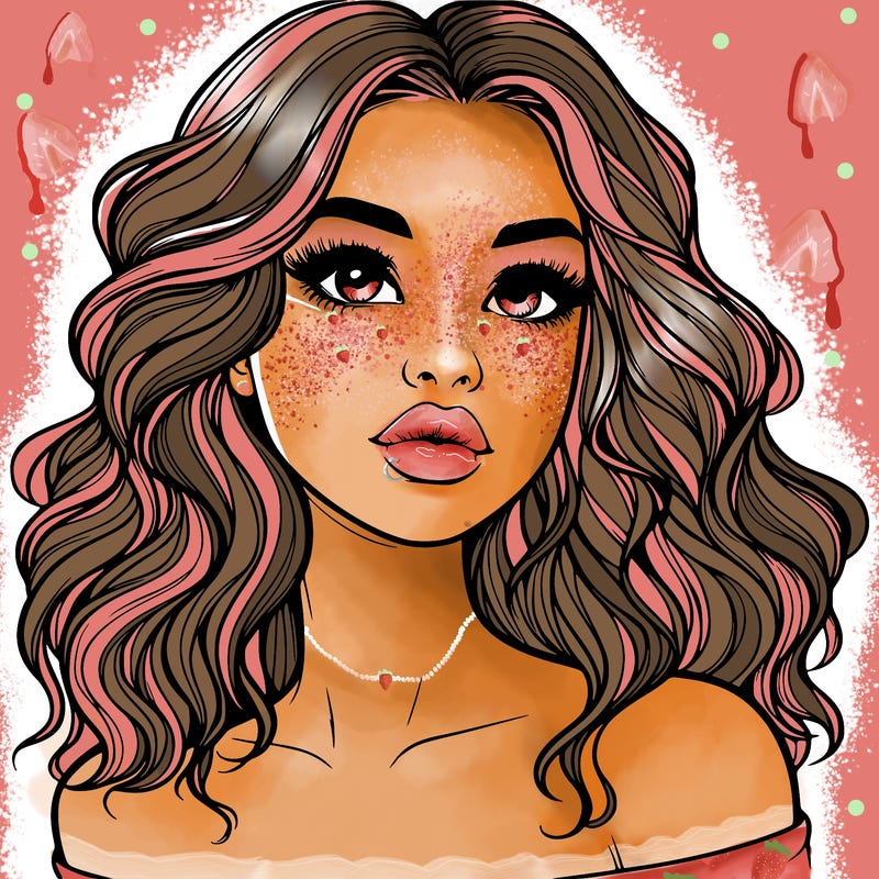realistic girl with wavy hair and lips