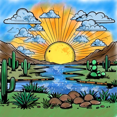 realistic sun set