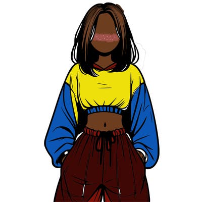 realistic girl faceless with baggy pants and a crop top