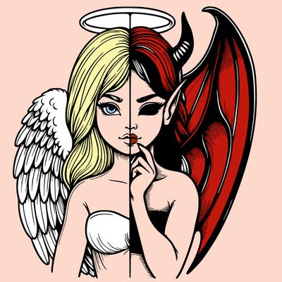 realistic angel half demon