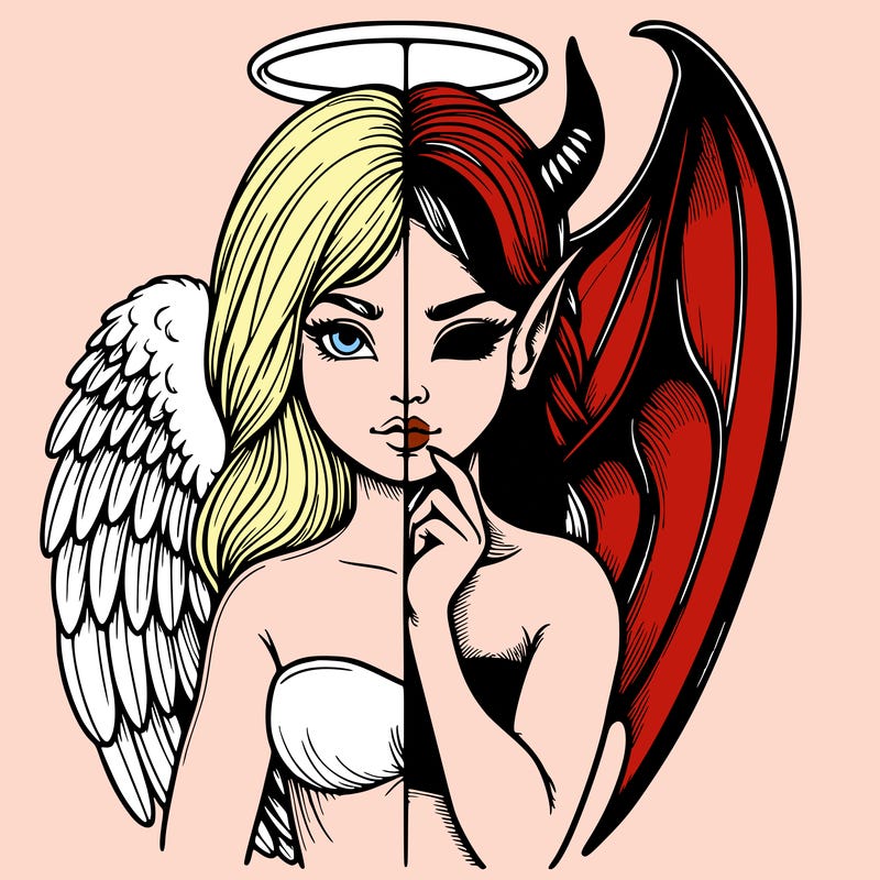 realistic angel half demon