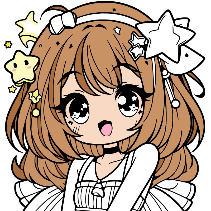 cute anime girl with star accessories