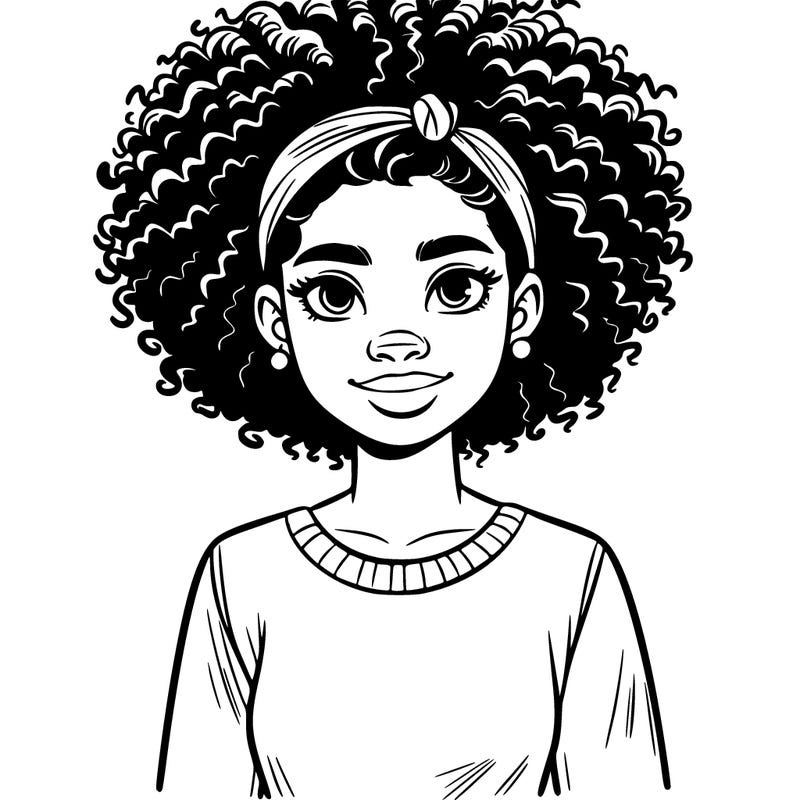 african american teenage girl with curly hairstyle