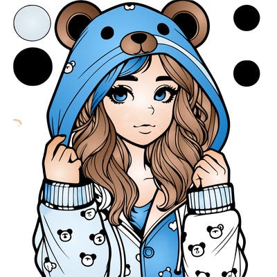 realistic girl in a animal pjs hoodie
