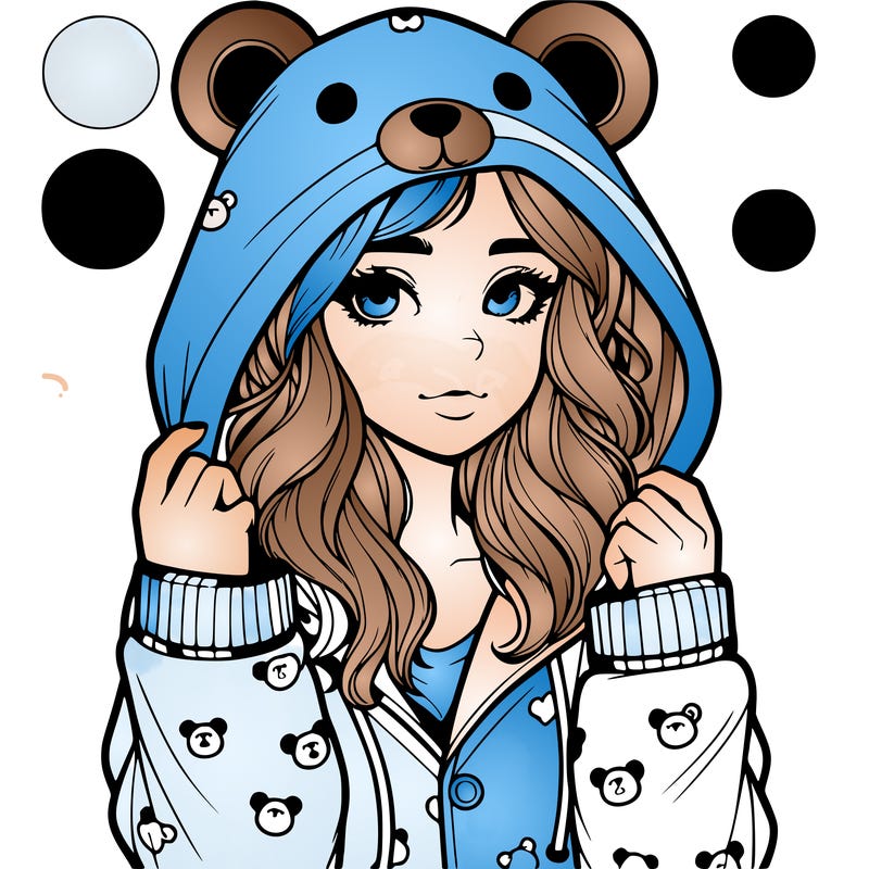 realistic girl in a animal pjs hoodie