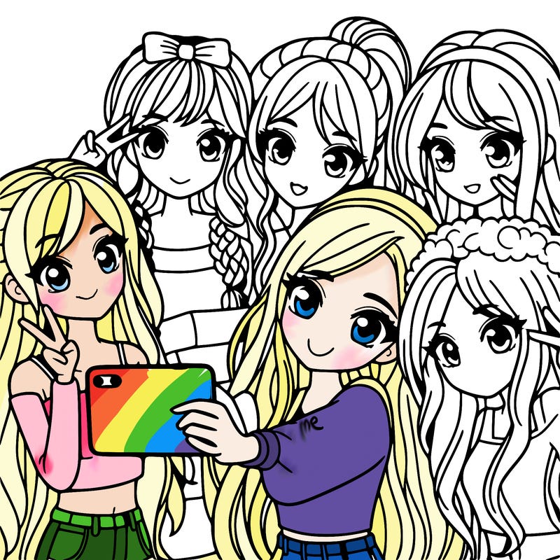 group of girls taking a selfie cutie