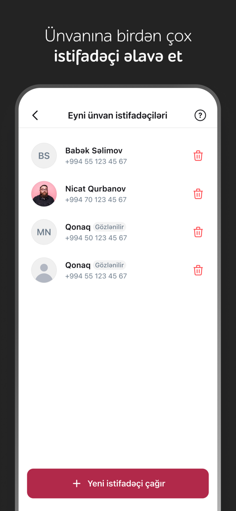 CityNet - Interfaz de la aplicación CityNet que muestra una lista de usuarios gestionados en la misma dirección con una opción para invitar a más.