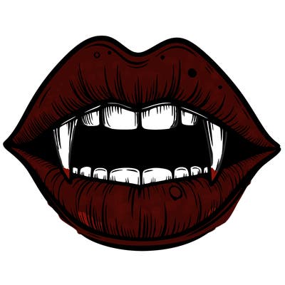 lips with vampire teeth