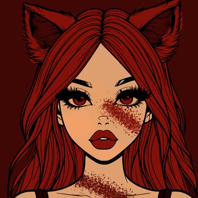 realistic girl with fox ears and realistic lips