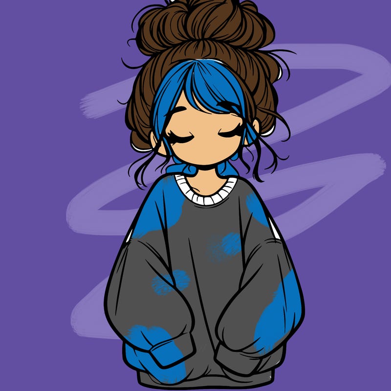 girl with baggy sweatshirt and messy bun