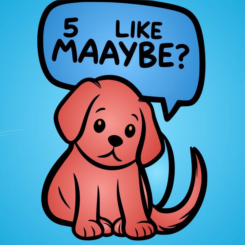 a puppy that says 5 like maybe