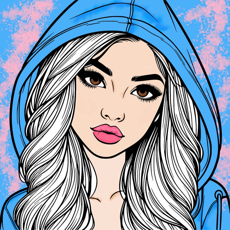 realistic beautiful girl with a hood on