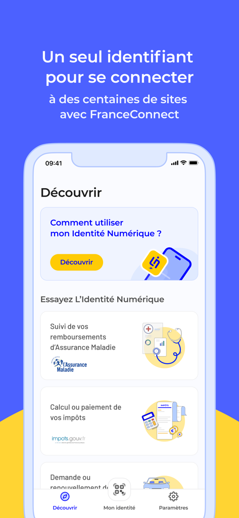 The home screen of the La Poste Digital Identity mobile app showing administrative services