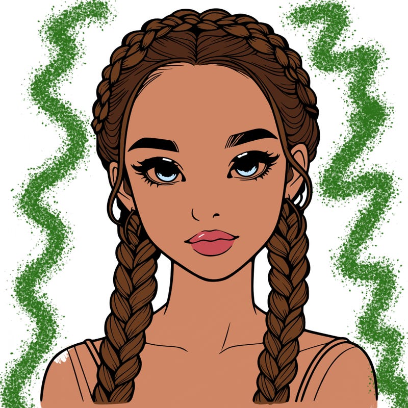 realistic girl with braids