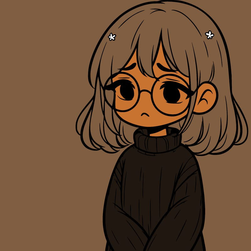 sad girl with glasses in a sweater