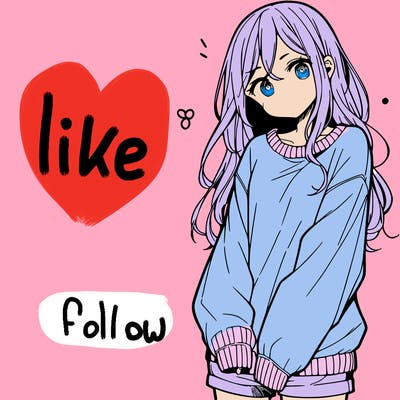 manga teen girl  in a sweater and baggy pants