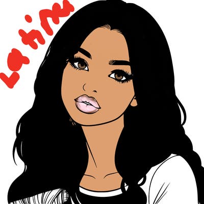 realistic girl with hair on her hair and lips