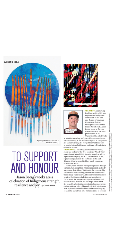 House & Home - El artista indígena Jason Baerg presentado en la aplicación de la revista House and Home