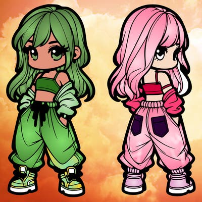 girl in crop top and baggy pants