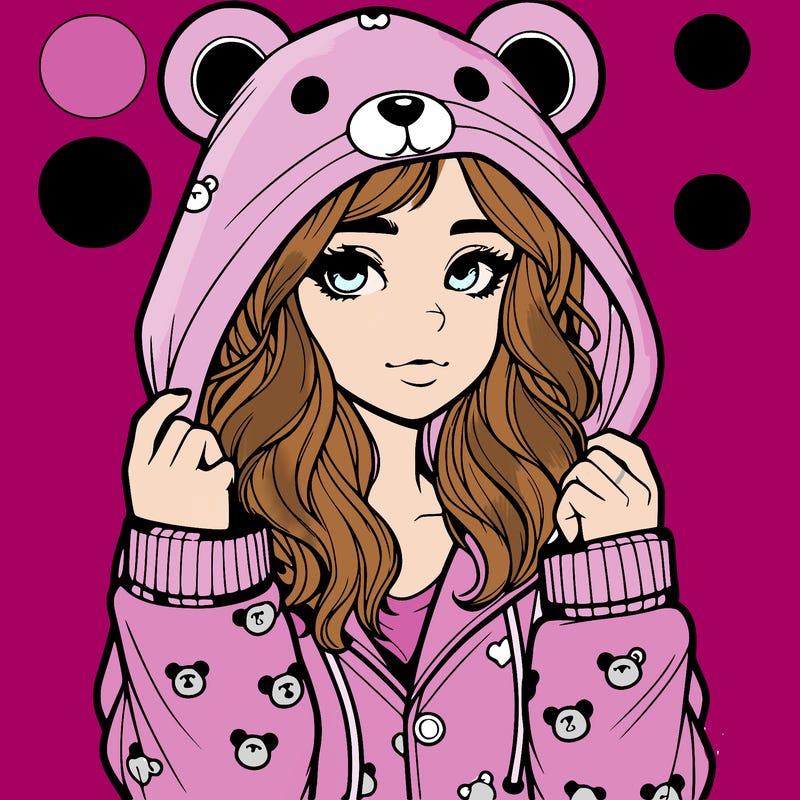 realistic girl in a animal pjs hoodie