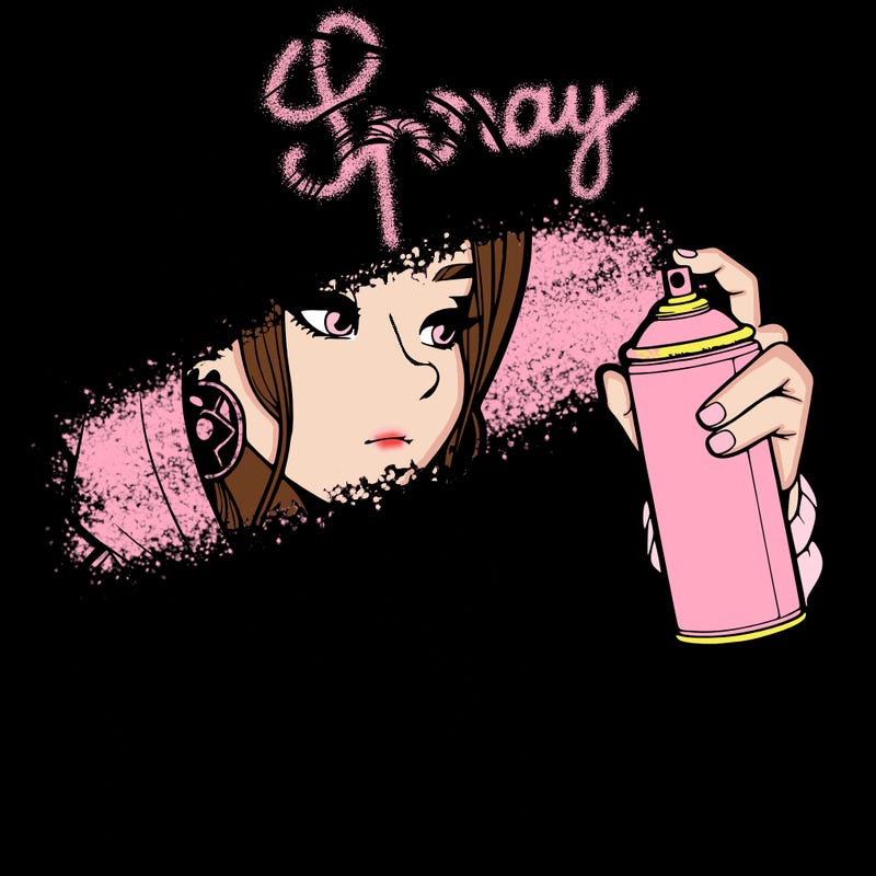 a realistic girl, spray painting