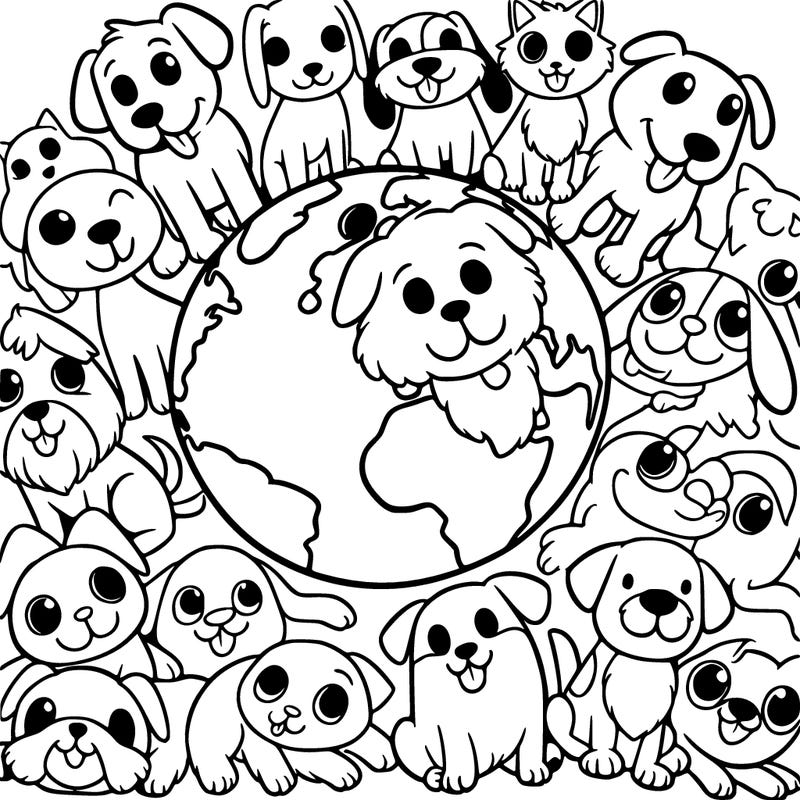 dogs everywhere on earth happy realistic