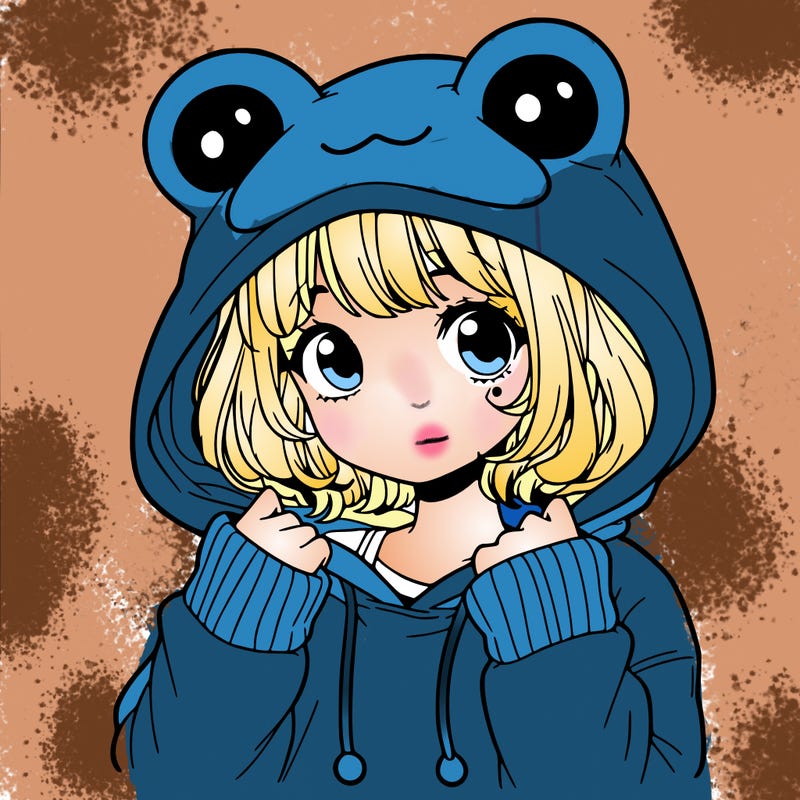 a cute teenage girl wearing a frog hoodie