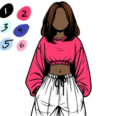 realistic girl faceless with baggy pants and a crop top