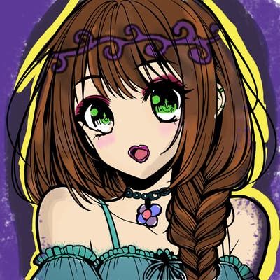 beautiful manga girl with bangs and a braid