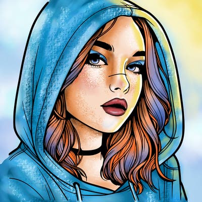 realistic girl with hood on