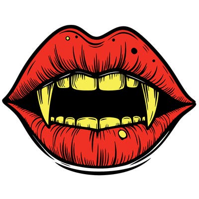 lips with vampire teeth