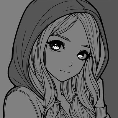 realistic adult girl with hoodie on