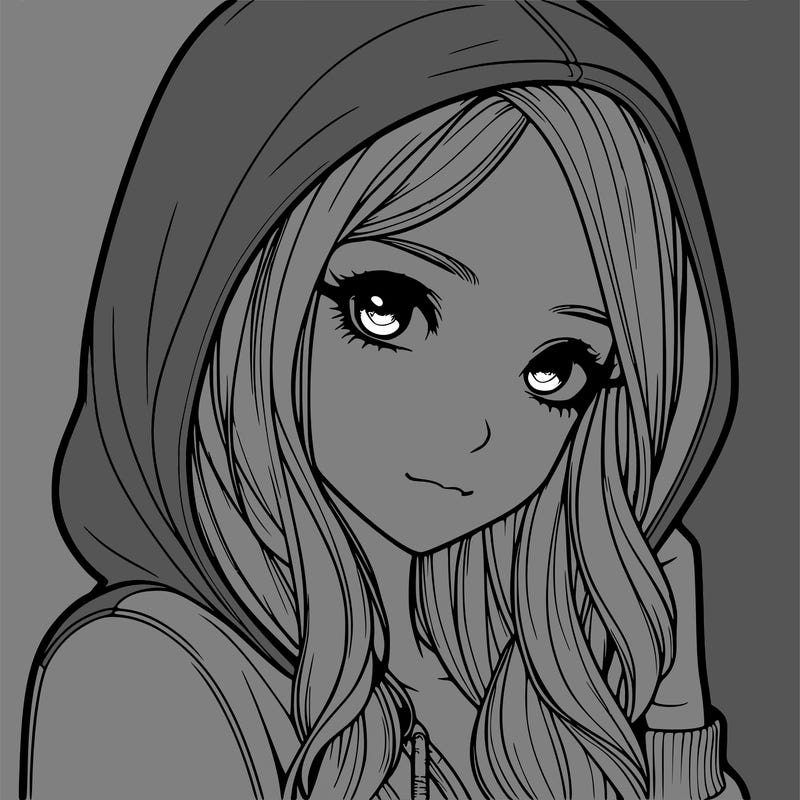 realistic adult girl with hoodie on