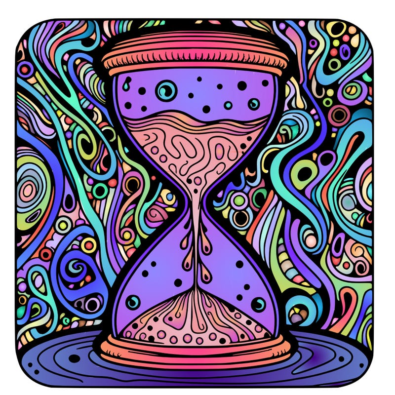 surreal pschedelic hourglass sands of time