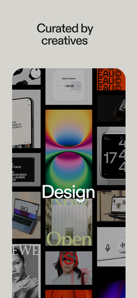 Savee — Inspiration for you - Uma exibição em grade minimalista de imagens de inspiração artística e de design curadas dentro do aplicativo Savee.