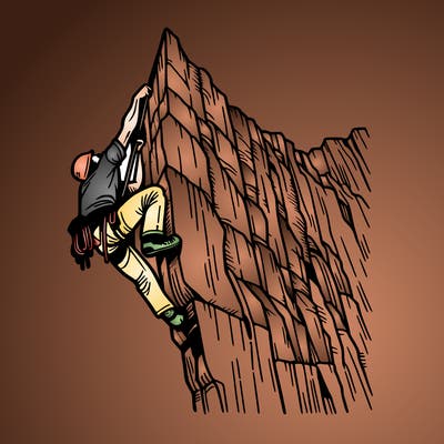 extreme rock climbing on a sheer cliff face