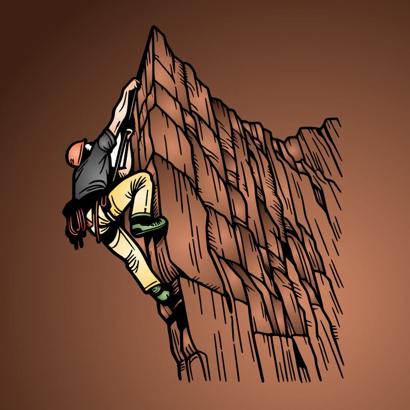 extreme rock climbing on a sheer cliff face