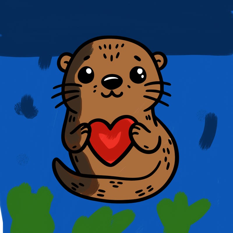 otter with a heart
