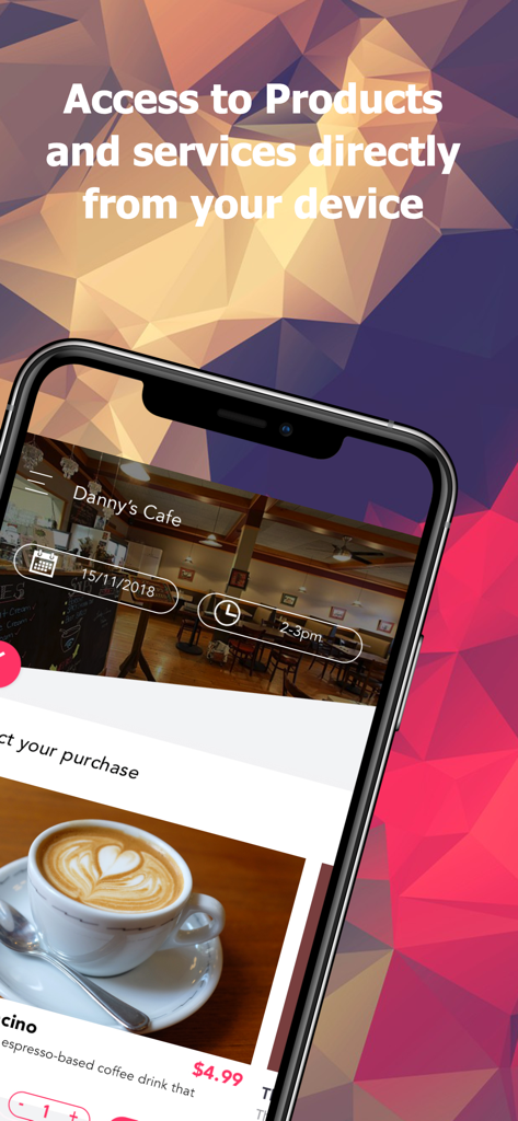 Schermata mobile dell'app Stratafy che mostra un menu del caffè e opzioni di ordinazione