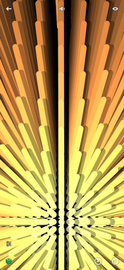 感覚リラクゼーションのための、左右対称の黄色とオレンジの放射線