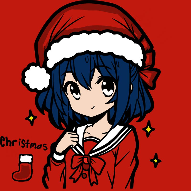 anime girl wearing a santa hat