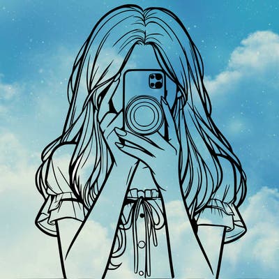 a realistic girl holding her phone taking pictures