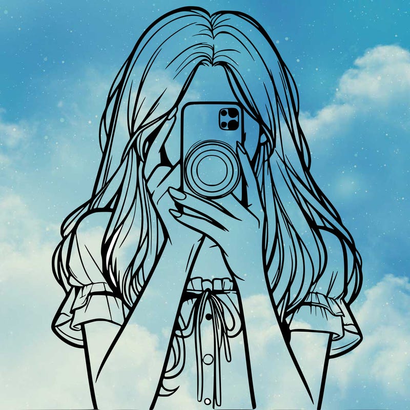 a realistic girl holding her phone taking pictures