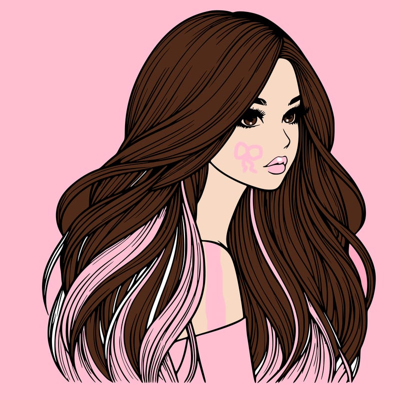 realistic girl with long realistic hair
