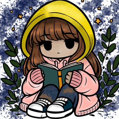 girl in oversized hoodie reading a book