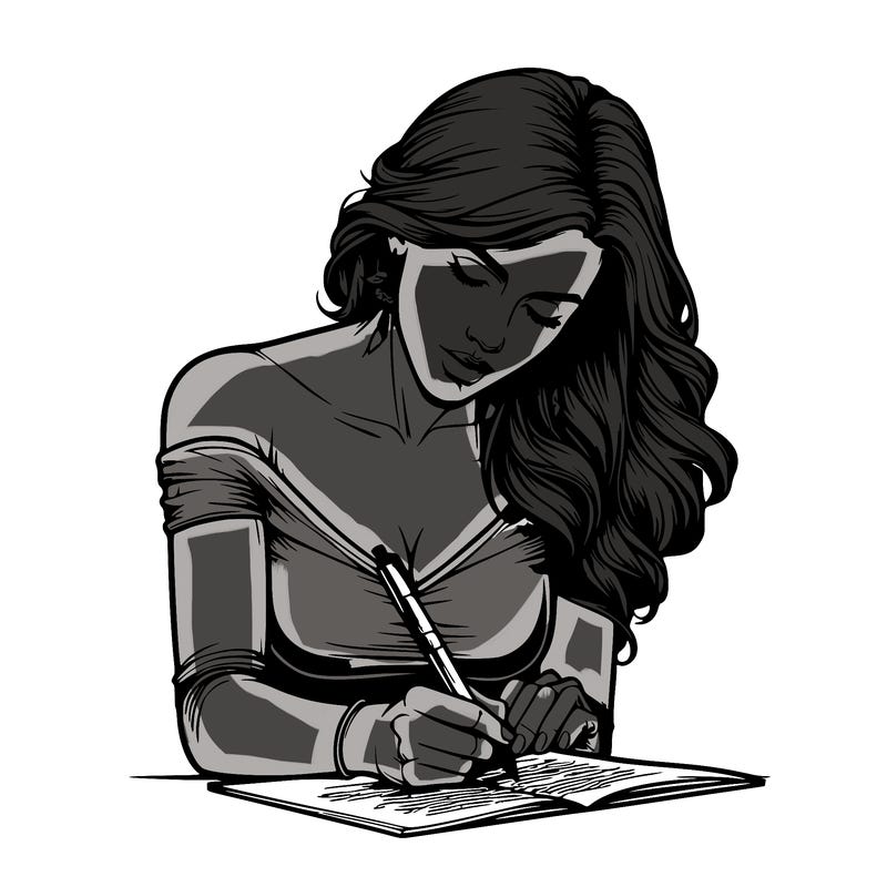 realistic female writing poetry