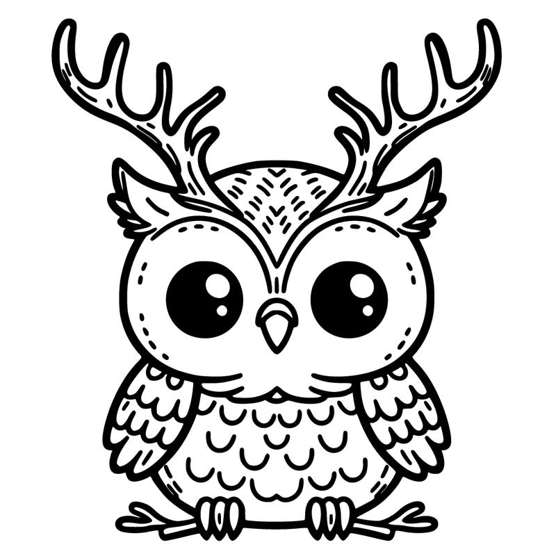 owl with deer antlers