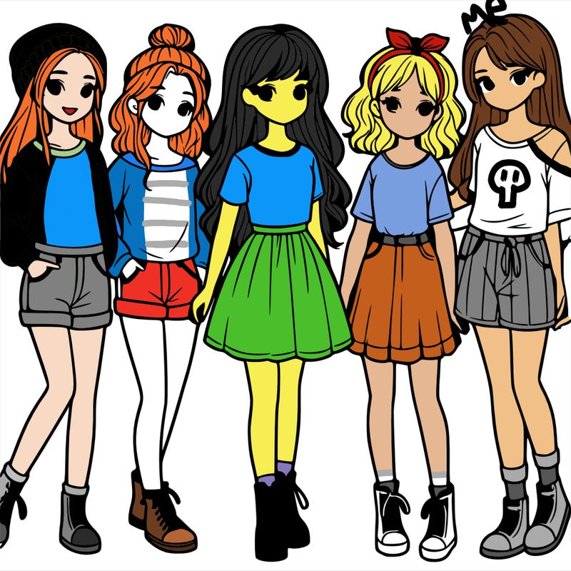 a group of five girls